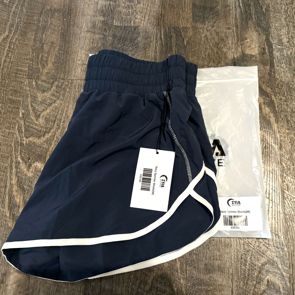 BNWT Navy Blue Zyia Sprinter Shorts, size medium
